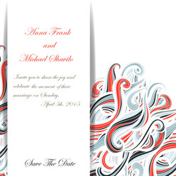 Curl abstract wedding card with multicolored waves vector