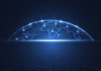 global network connection world map point vector image