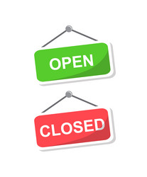 signs with the inscription open and closed Vector Image
