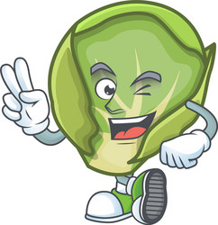 brussels sprouts cartoon mascot style with two vector