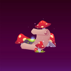 empty medieval scroll with fly agarics around vector image