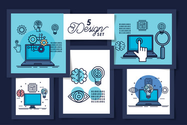 Five designs intelligence artificial and set vector