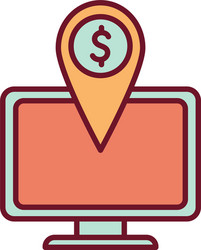 isolated computer with dollar mark line and fill vector image