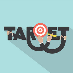 target with dart arrow in hand typography design vector image