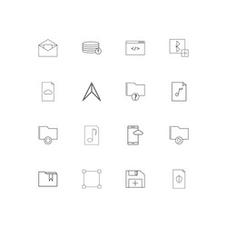 files and folders sign simple linear icons set vector image