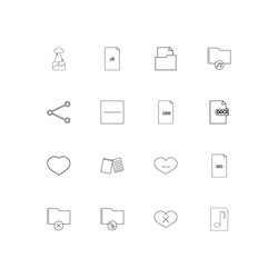 files and folders sign simple linear icons set vector image