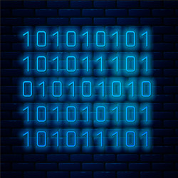 glowing neon line binary code icon isolated vector image