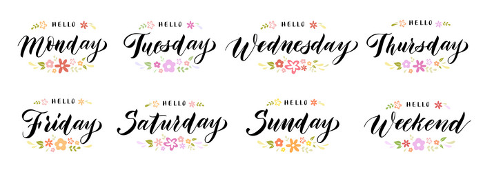 Lettering days of the week - Monday, Tuesday, Wednesday, Thursday, Friday,  Saturday, Sunday. Handwritten words for calendar, weekly plan organizer  Stock Vector Image & Art - Alamy