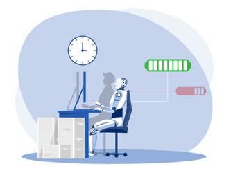 robot vs manrobot superiority machine working vector image