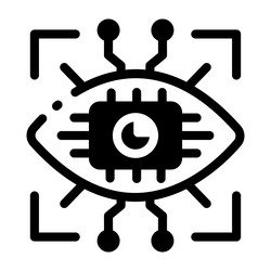 glyph icon showing computer vision with tech graph vector image