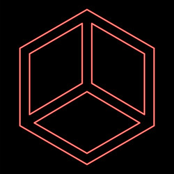 neon abstract cube shape hexagon box red color vector image