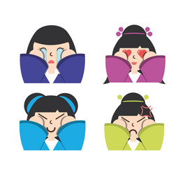 set japanese women faces with expression vector