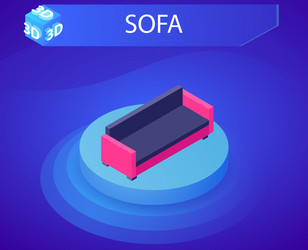 sofa isometric design icon web 3d colorful vector