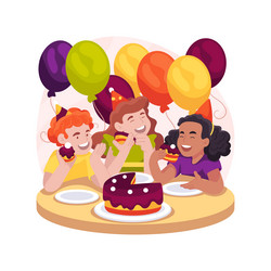 eating birthday cake isolated cartoon vector