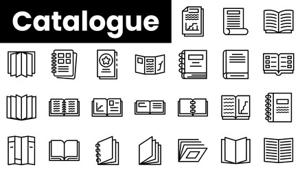 set of outline catalogue icons vector