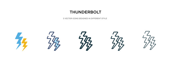 Thunderbolt icon in different style two colored vector