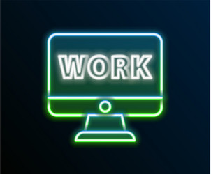 glowing neon line computer monitor with text work vector image
