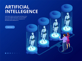 isometric robot with artificial intelligence vector