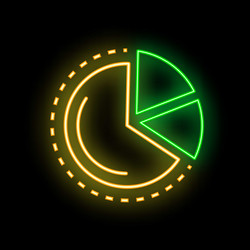 neon style icon showing pie chart dividing data vector image