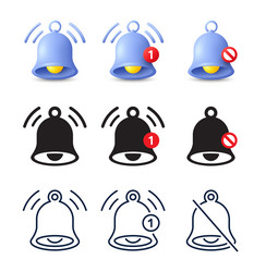 Notification bell icon set incoming inbox message vector