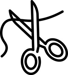 scissors cut thread icon outline style vector image