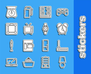 set line table lamp router and wi-fi signal alarm vector image