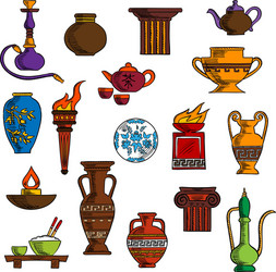 various vases jugs containers and kitchenware vector