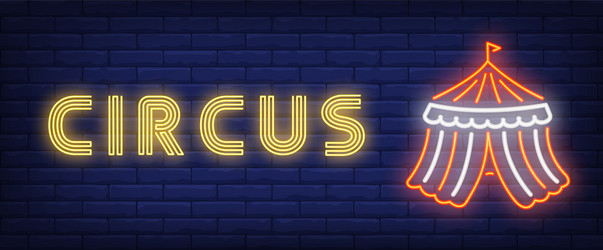 Circus neon style banner vector