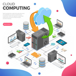 Cloud Computing Data Network Isometric vector image