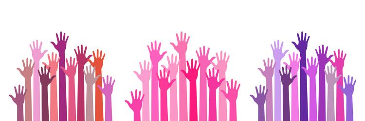 Colorful caring up hands set volunteers vector