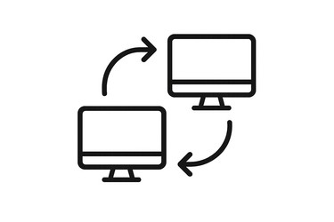 computer monitors exchanging data in a connected vector image