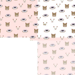 seamless pattern with cat and food container image vector