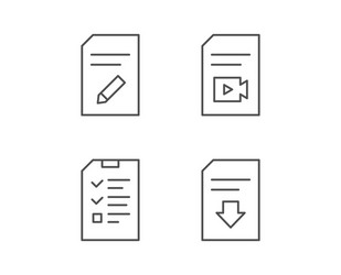 Document checklist and download file line icons vector