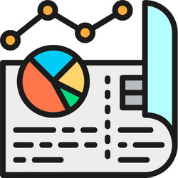 Document with diagrams and pie charts flat color vector