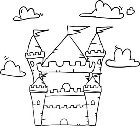 doodle castle handdrawn cartoon style vector