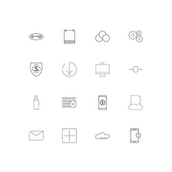 internet technologies simple linear icons set vector image