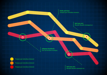 intersecting graph lines with round pointers vector image