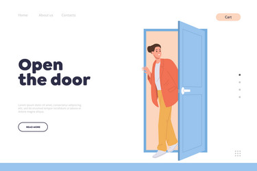 open door landing page design template vector