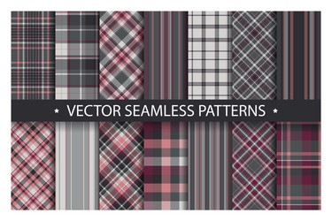 set plaid pattern seamless tartan patterns fabric vector