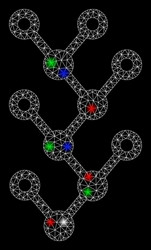 bright mesh network binary tree with flash spots vector image