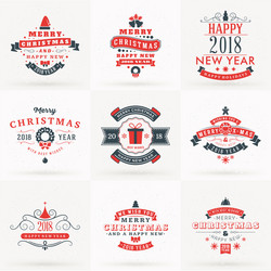 Merry Christmas & New Year Badges Vector Image