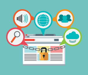 padlock site cyber security system design vector image