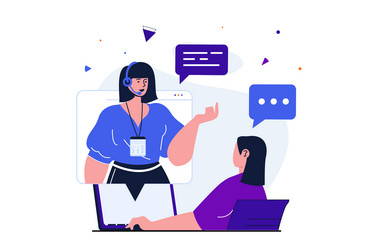 virtual assistant modern flat concept for web vector image