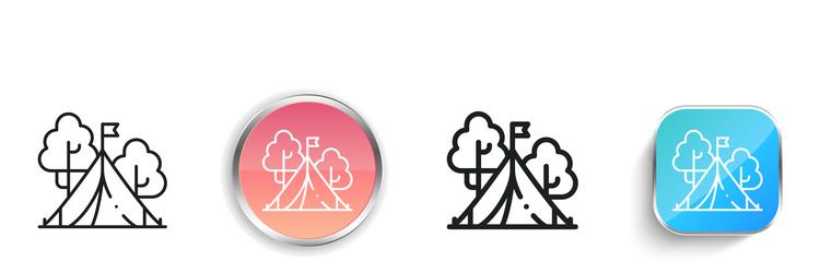camping tent icon thin linear regular and button vector image