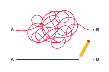 complex and easy simple way from point a to b vector image