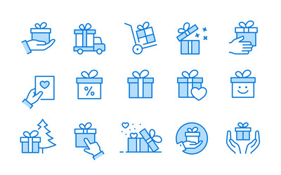 gift box icon set collection present vector