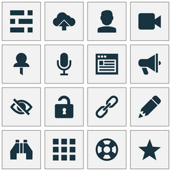 interface icons set with video edit user vector image
