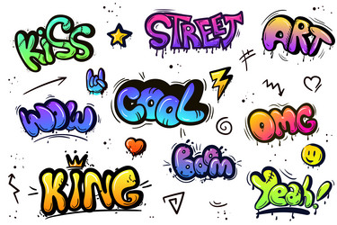 Bright cartoon comic graffiti font alphabet Vector Image