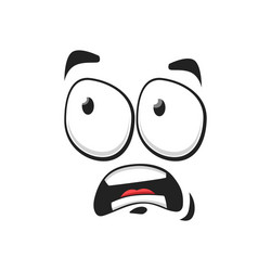 Surprised cartoon face icon funny emoji vector