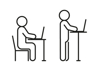 types of work at computer while sitting vector image